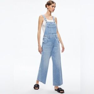 NWT $440 Alice + Olivia Wesson Straight Leg Jean Overalls in Maddy Blue- size 26